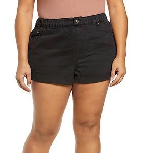NWT ASOS Curve High Waist Black Denim Mom Short